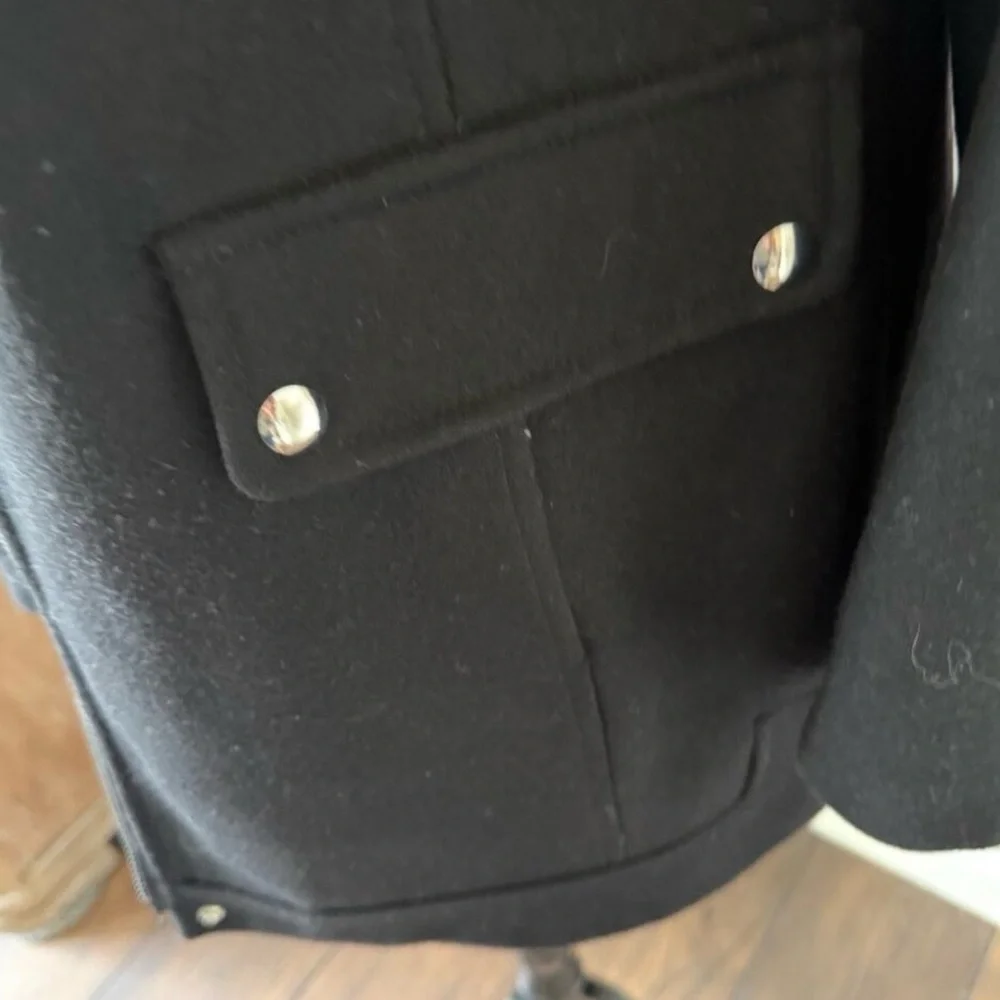 Wool Blend Fur-Trimmed Hooded Coat - Small - Picture 6 of 13